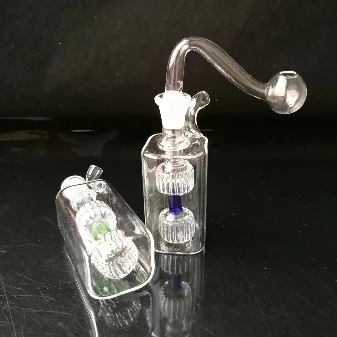 2 pots ronds Bangs en verre en gros Brûleur à mazout Tuyaux en verre Rigs à eau Fumer