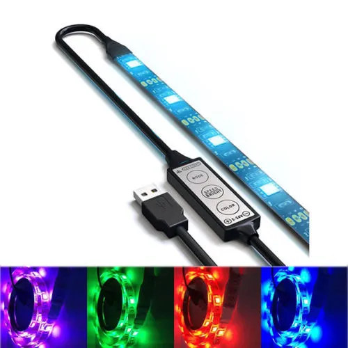 Bias Strips Multi-Color RGB Backlight 50 cm 100cm 200cm 300 cm 400cm 500 cm LED Strip Licht LED TV Achtergrond Verlichtingsset met USB-kabel