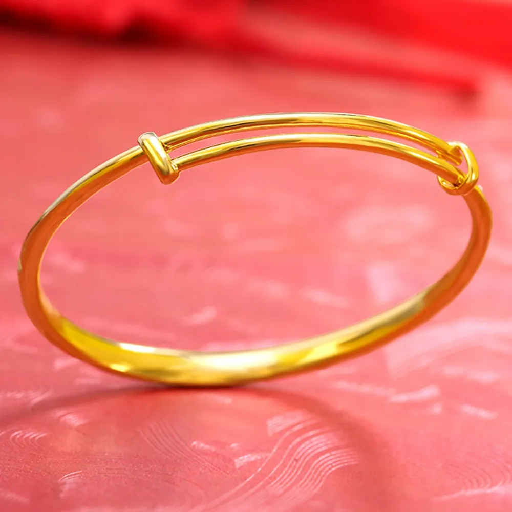 Womens Bangle Adjustable Bracelet Diameter 60mm Gold Filled Classic Female Star Carved Bangle Wedding Jewelry 4mm Wide
