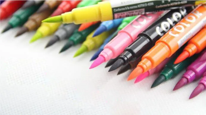 Brush Double color cartoon pen Marker watercolors Sketch Hand-painted pen Soft Super Brush Broad Twin Tip Manga Ciao