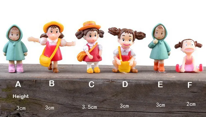 6 teile / satz Kawaii Zakka Run Act Liebende Mädchen Regenmantel Xiaomei Puppe Micro Landschaft Anime Cartoon Figuren Fee Garten Miniaturen