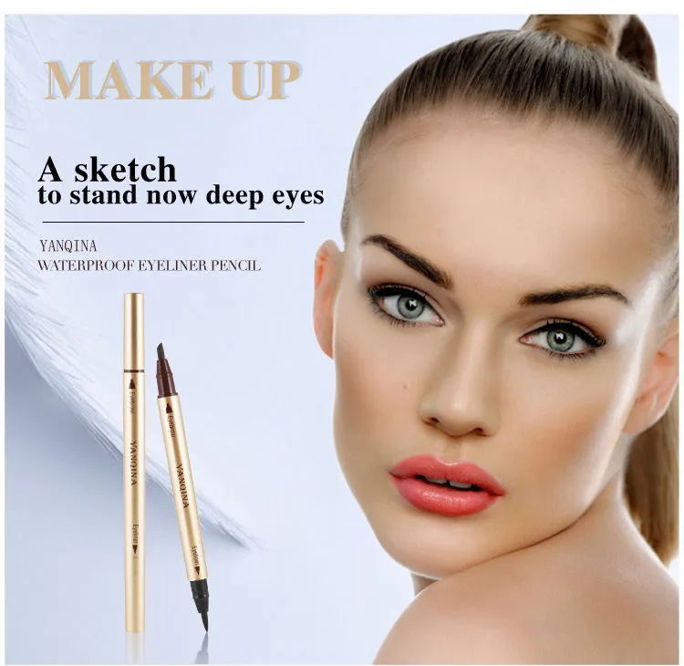 Ny Försäljning Yanqina Långvarig Makeup Vattentät Eyeliner Eyebrow Pencil Precision Double End Liquid Eye Liner DHL Gratis