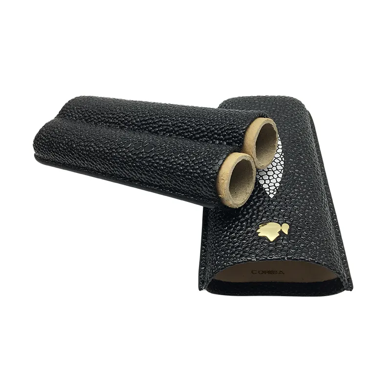 Nouveau étui à cigares noir 2 Tubes cave à cigares de voyage Portable avec boîte-cadeau peut contenir 2 cigarettes 8344863