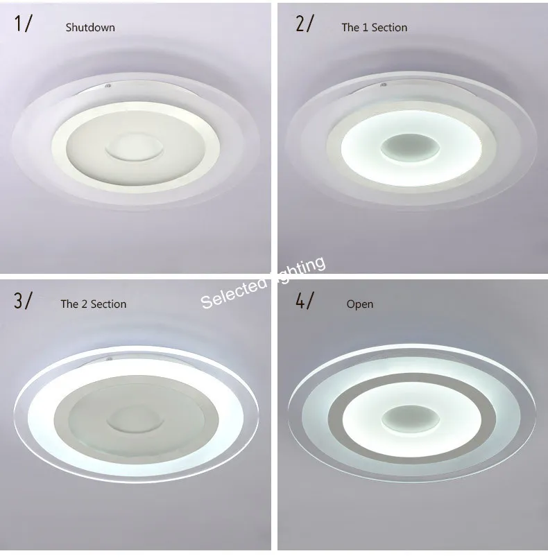 Modern LED taklampor Ytmonterad lampa Vardagsrum Sovrum Round Dimming Taklampa Hem Armatur Fjärrkontroll 110V 220V