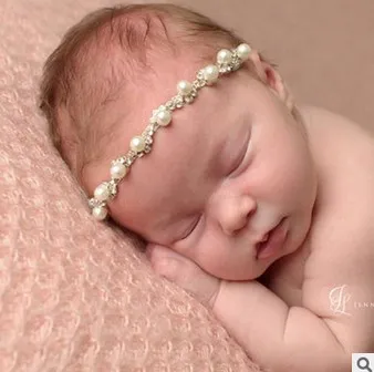 Perlen-Baby-Haar-Accessoires Europa-Art-Art und Weise gebördelte Süße elastische Stirnbänder für Mädchen-Kleinkind-Fotografie Zubehör 6799