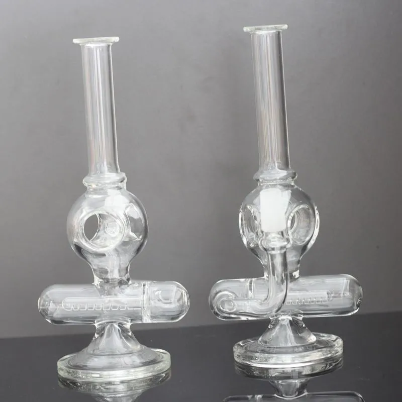 8 pulgadas Skull Glass Bong claro reciclar Plataforma petrolera Bongs de vidrio reciclador doble jaula de pájaros perc burbujeadores Tubos de agua de vidrio bongs