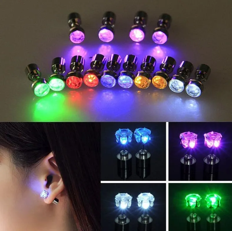 Crown LED Electronic Stud Earrings Flash Lights Strobe Luminous Earring Party Magnets Fashion Earring Lights Christmas Gift choose