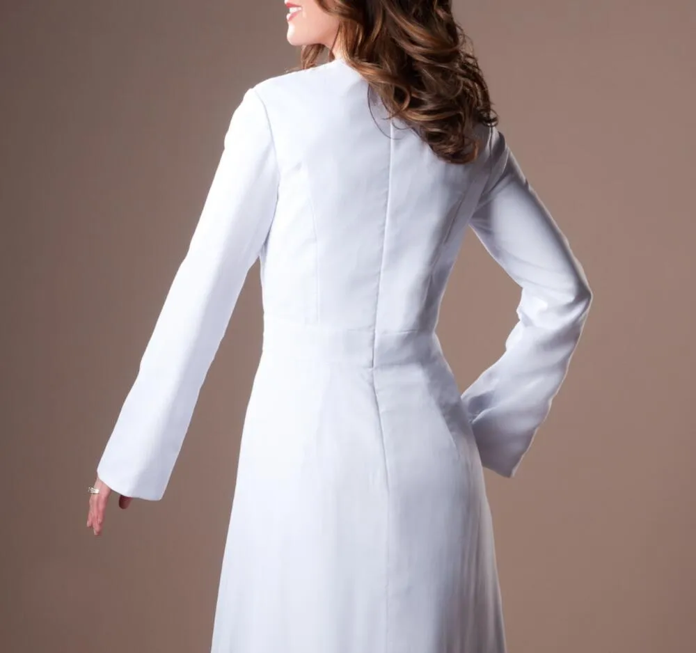 長袖の床の長さのヴィンテージ1950年代のレセプション控えめなドレスのシンプルなシフォンの非公式のウェディングドレス
