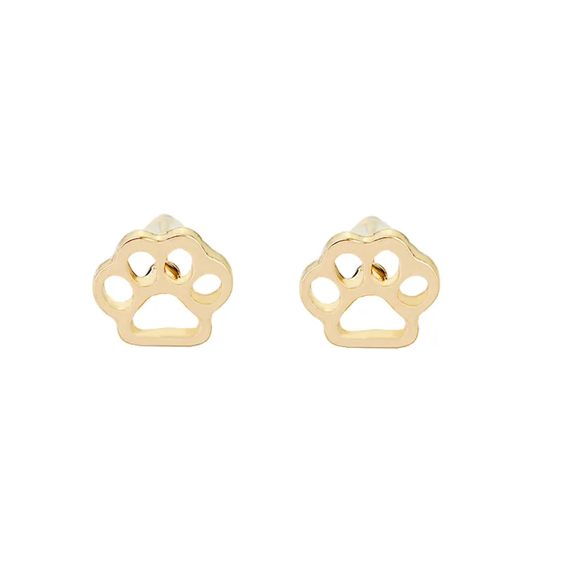 Hollow Pet Cat Dog Lover Paw Stud Puppy Cute Animal Footprint Gold Plated Women Girl Earrings Jewelry