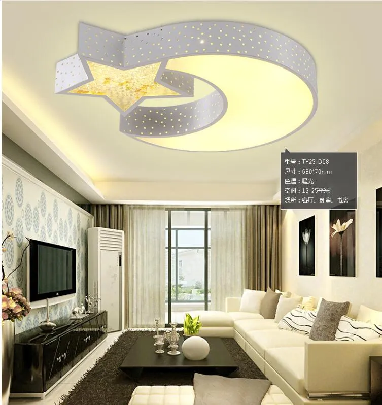 Lampe pour enfants Star Moon Plafonnier Personnalité créative Plafond de chambre à coucher pour garçon / fille Lampes à LED en cristal romantique