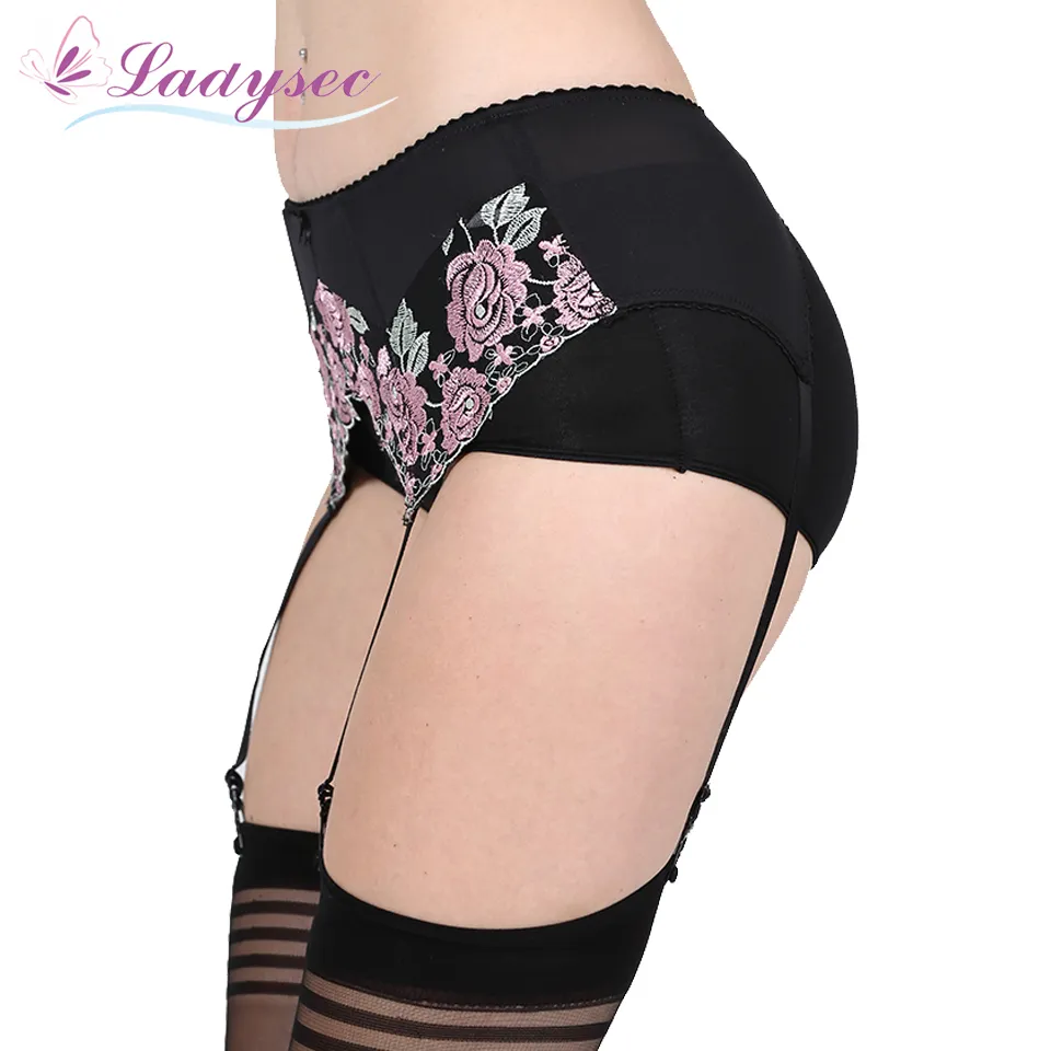 Mulheres floral lace garter cintos para meias lingeries de casamento sexy bordado cinto suspensor para stocking fivelas de metal