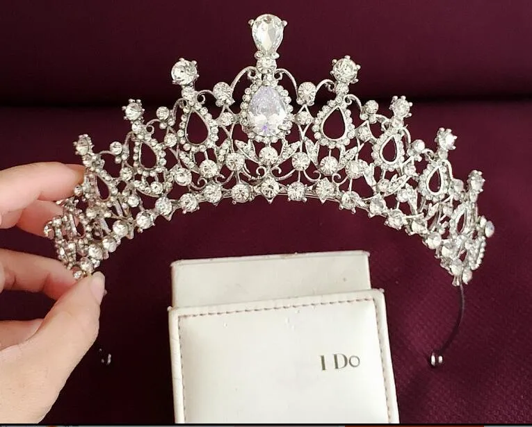 Vintage Düğün Gelin Nedime Gümüş Kristal Rhinestone İnci Pageant Prenses Çiçek Kafa Taç Tiara Headpieces Takı Band