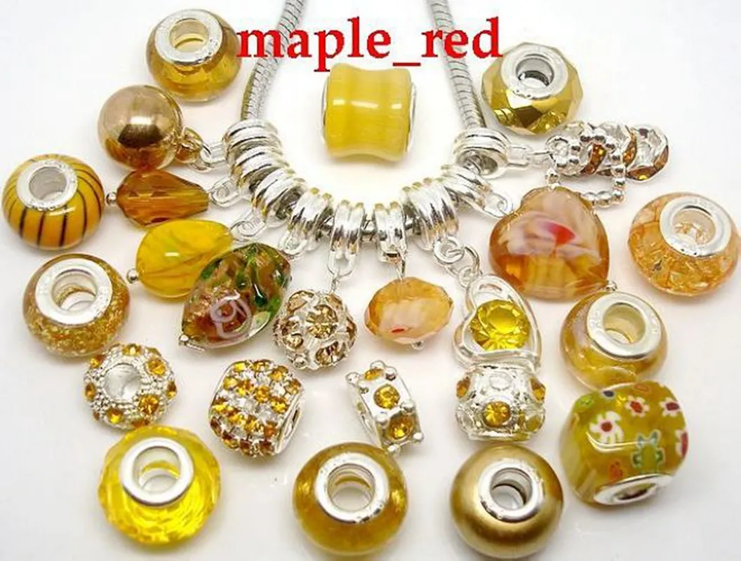 Whole in Bulk Low mixed Fashion Gold Color Charms for Jewelry Making Loose Big Hole DIY Charms for European B258F