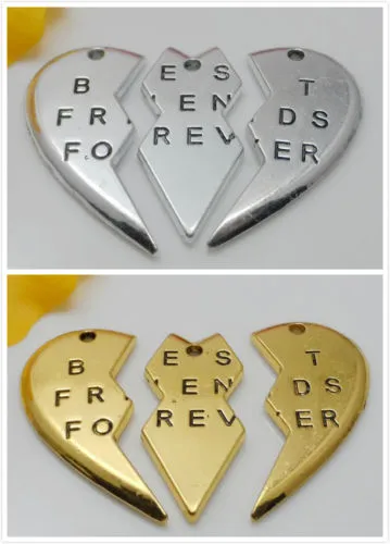 New 10set Heart Best Friend Forever Charms Pendant For Necklace jewelry HOT 40x20mm