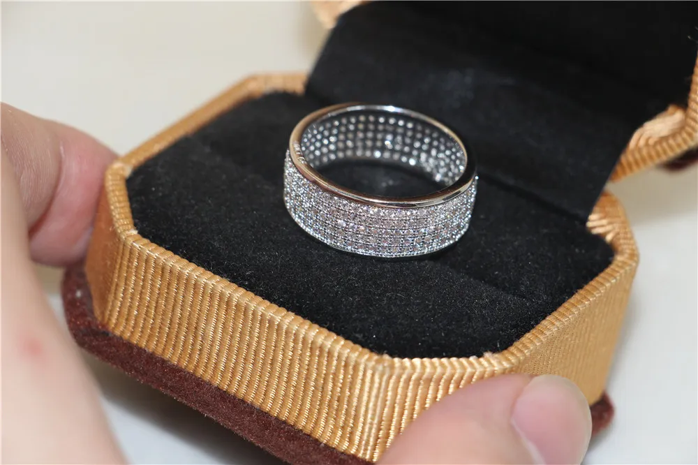 豪華な段落ファッション925スターリングシルバーの宝石環の輝く輝く完全シミュレートされたダイヤモンドジルコンリングフィンガー