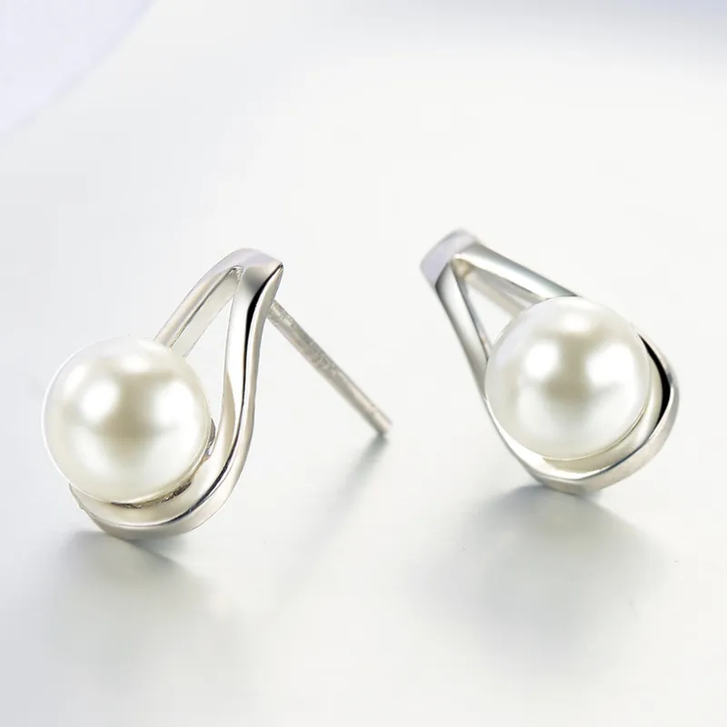 Pas cher 925 argent sterling perle boucles d'oreilles pendantes bijoux pour femmes haute qualité grande perle charme strass perle boule boucles d'oreilles bijoux