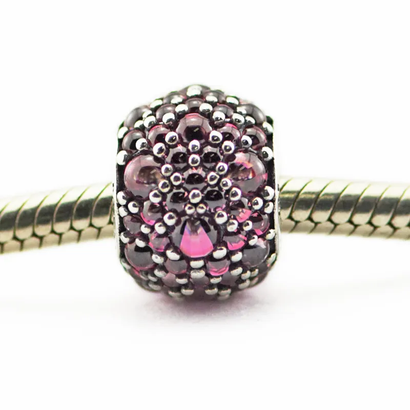 Se adapta a pandora Cadena de serpiente pulseras collar 100% 925 cuentas de plata esterlina Madreselva Rosa Brillante Gota Encanto 2016 NUEVO verano