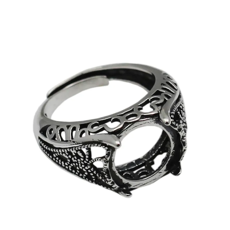 Beadsnice 925 Sterling Silver Filigree Ring Inställning passar 12mm runda cabochon antik silverton handgjorda ringar för kvinna ID 337606166592