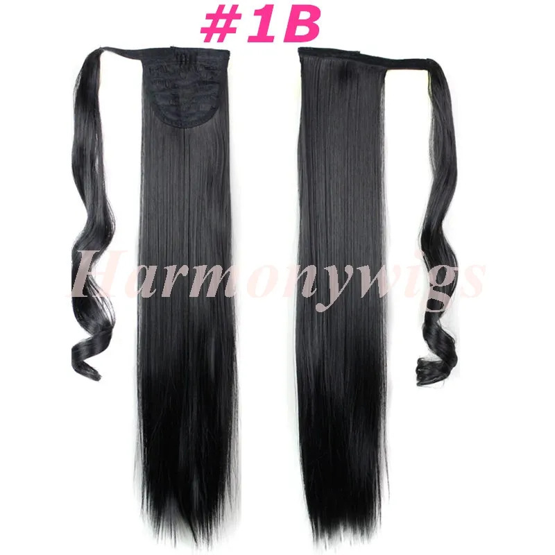 Clip Hair Ponytails Syntetiska dragningar Ponny Tails Straight Hair Pieces 24inch 120g Hårförlängningar Kvinnor Mode