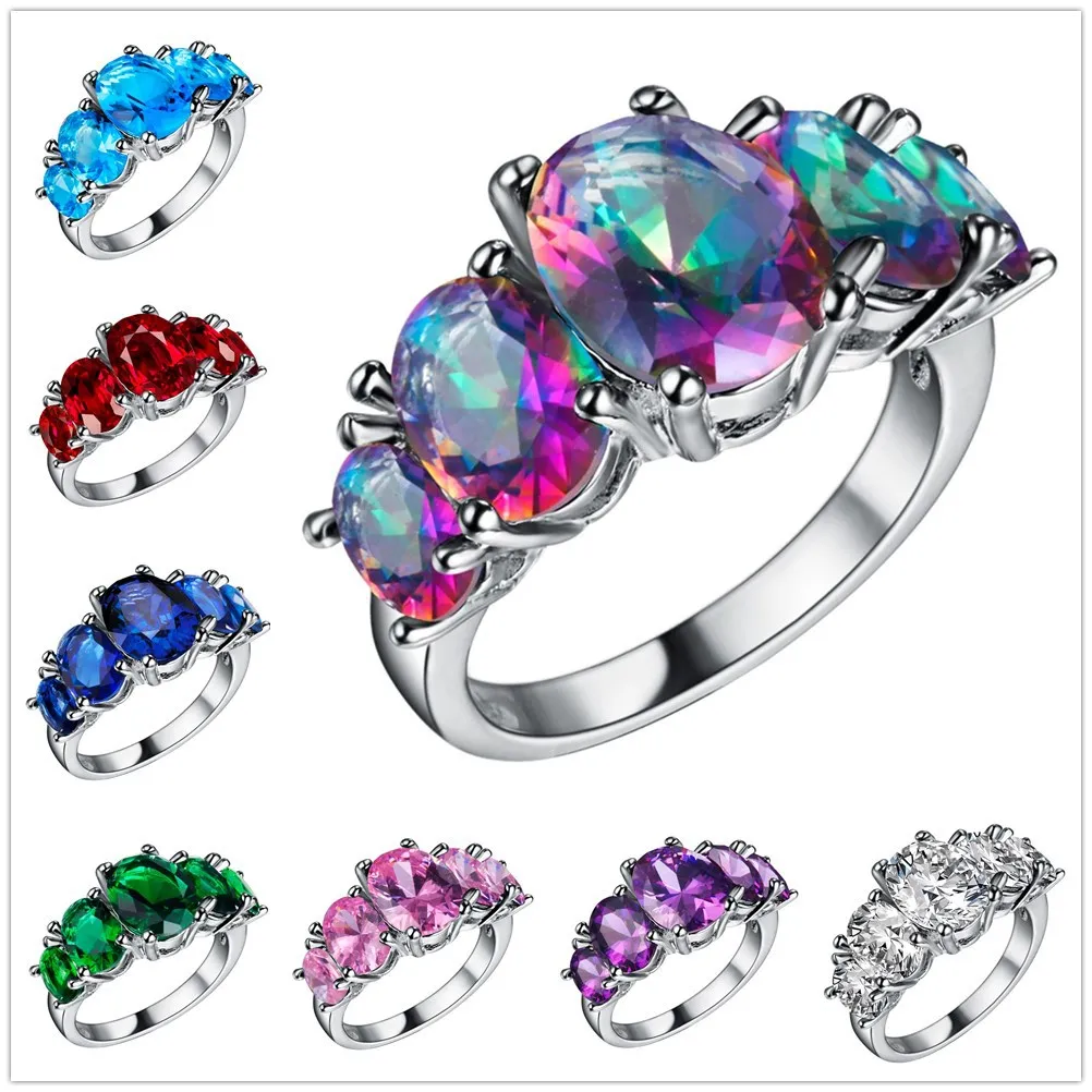 Fashion 925 Sterling Silver Blue Fire Opal Fashion Jewelry Ring Wedding Ring Engagement Jewelry