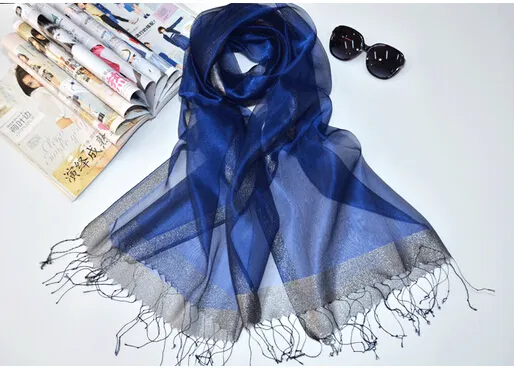 10st Höst New Fashion Woman Silk Scarf Solskyddsmedel Pure Färg Scarf Ladies Mulberry Silk Scarf Scarf 200 * 90cm Gratis frakt