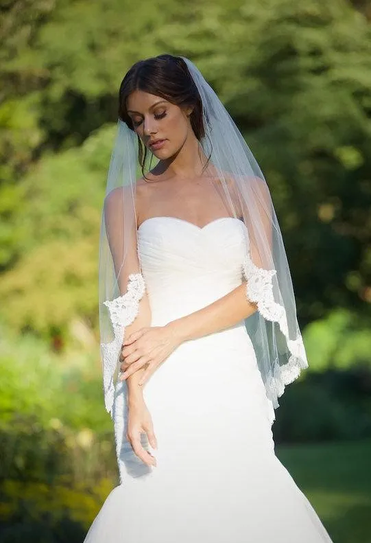 Nouvelle arrivée courte dentelle accessoires de mariée voiles ivoire Floral alençon mariage accessoires de mariée livraison gratuite pas cher en stockg mo65