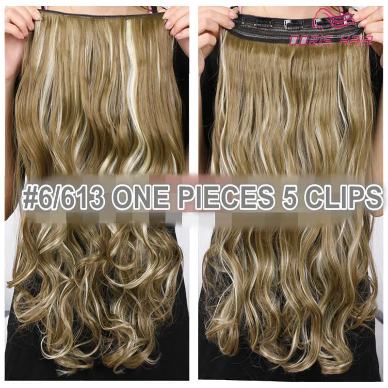 S 30 Mocolor Clip w przedłużeniu włosów 5CLIPS One Piece 130G Full Head Body Wave Red Brown Blond In Stock Syntetyczne włosy 9553228