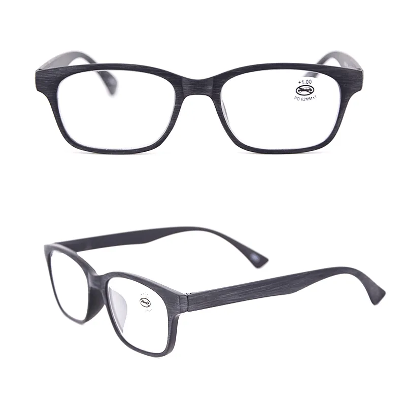 Men s Black Wood Rectangle male reading glasses with Red Accents Fashionable Olders Magnification 1.00 to 3.0 Wholesale
