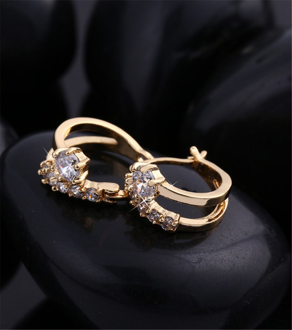Pendientes De Oro Amarillo Carissima Con Zirconia - Colección Inspirada En Italia, Calidad 9 O 18 Quilates
