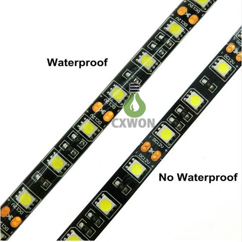 Preto PCB LED Tiras 5050 RGB IP65 À Prova D 'Água DC12V 300led 5 m Flexível LED tira luzes 100 m lot7921365