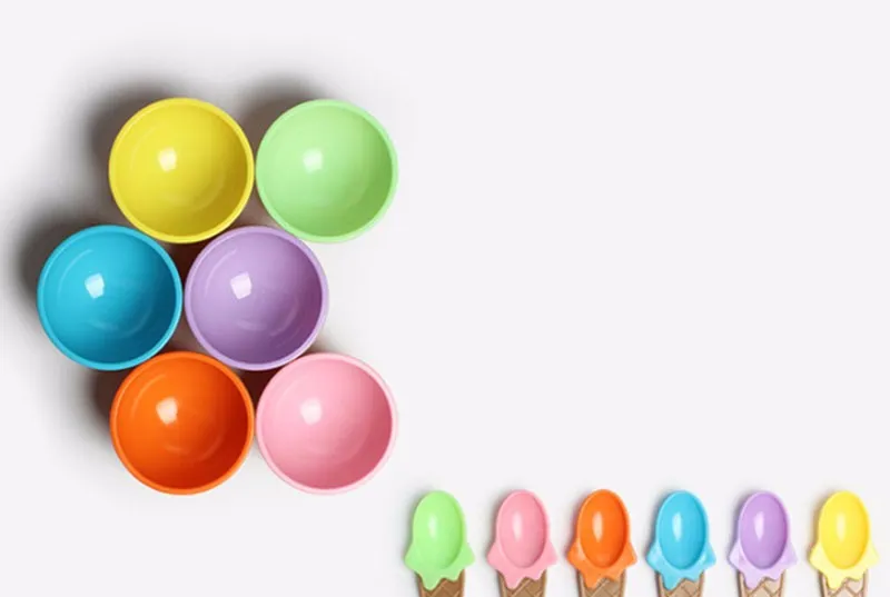 2023 neue farbige Kinder-Eiscreme-Schüssel mit Löffel Kinder Eisbecher Becher Dessertschale BPA-frei 7