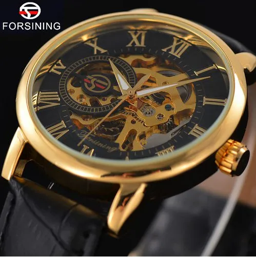 FORSINING Top Brand Luxury Mens Watch Men Military Sport Clock Hand Wind Mechanical Watches Male Business Skeleton Clocks