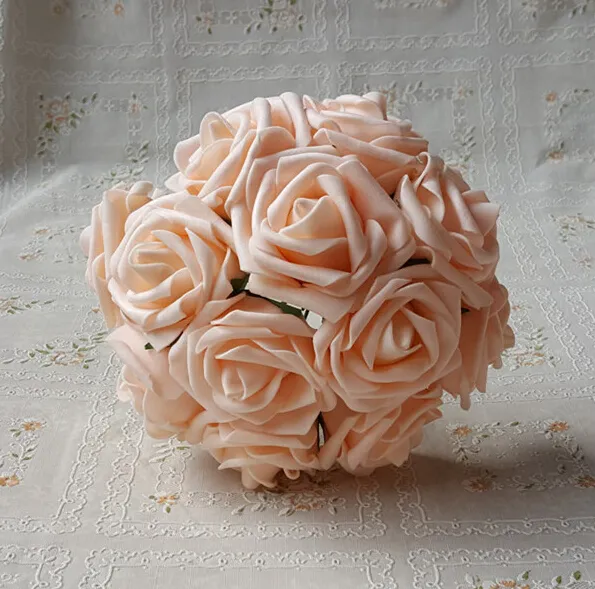 Simulation flower White Foam Roses Bridal Bouquet Artificial Wedding Christams Decor Centerpiece Flowers