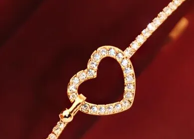 Heart Gold Crystal Bracelet For Women Love Charm Bangle Fashion New Korean Style Hot Sale 