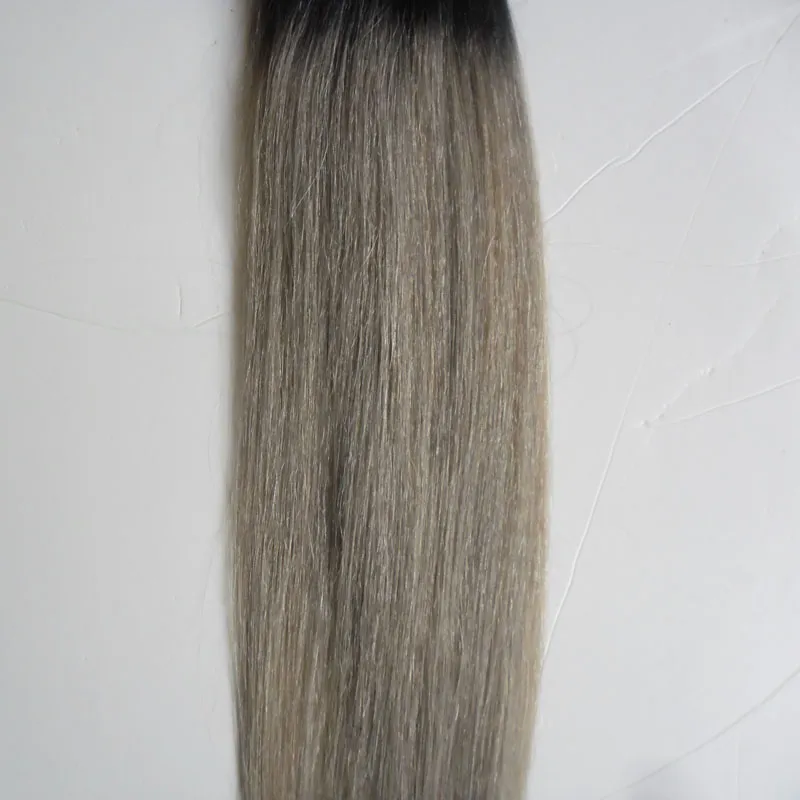 Ombre brasileiro cabelo liso ombre cabelo cinza weave 100g t1b / cinza não-remy cabelo cinza tecer