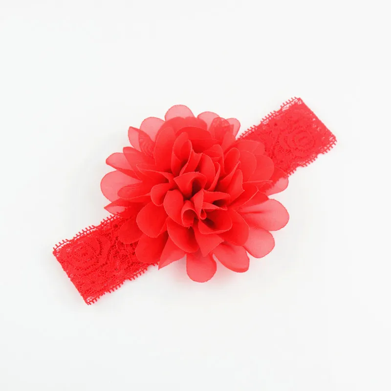 Baby Headwear Head Flower Accessories 4 Inch Chiffon med mjuk elastisk spetspannband stretchigt hårband7367422