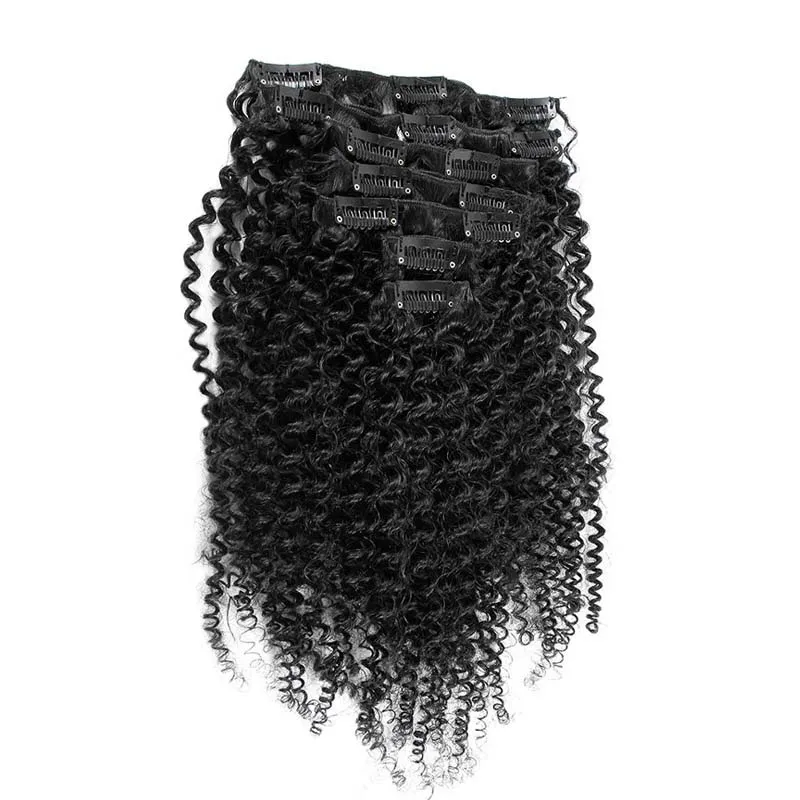 clip in afro haarverlängerung 100g 7 teile / los afroamerikaner clip in menschliches haar extensions