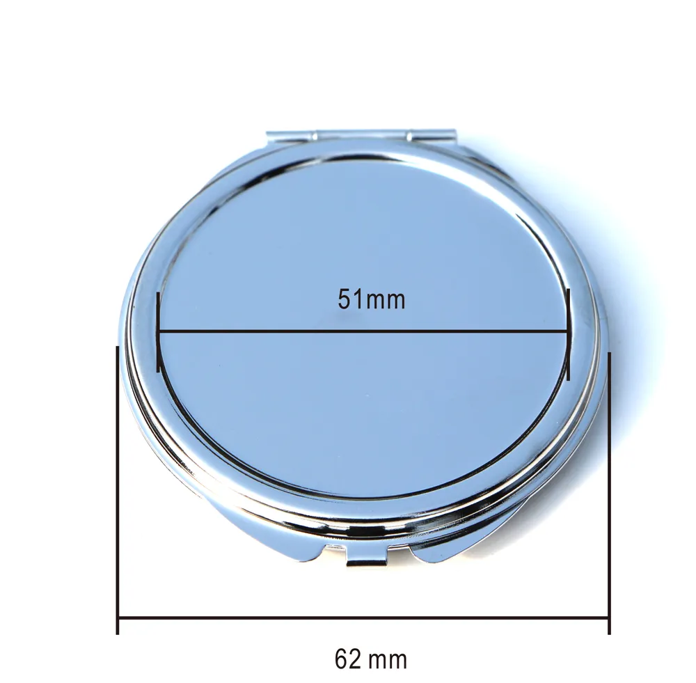 Nieuwe zilveren ronde metalen zakken zak dun compact spiegel DIY bruiloft verjaardagscadeau # M0832