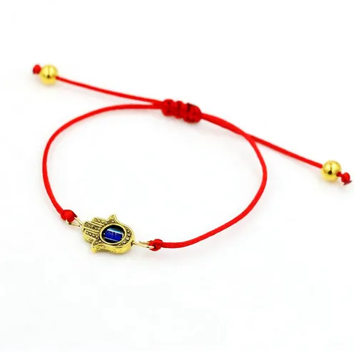 Gelukkig zilveren kleur hamsa hand leeuw amulet armband rode touw draad string gevlochten voor mannen vrouwen gift geschenk verstelbare armband