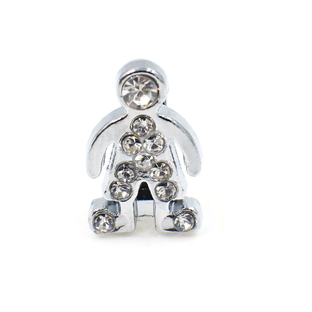 Wholesale rhinestone boy zinc alloy 10mm slider Charms DIY Accessories Fit 10mm Pet Collar wristband SL486