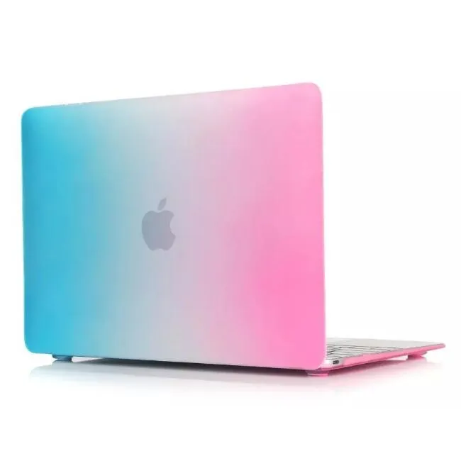 Bländfärg Matte hårdgummi Skyddsskydd för MacBook Air Pro med Retina 12 13 15 tum Laptop Crystal Färgglada Rainbow Shell