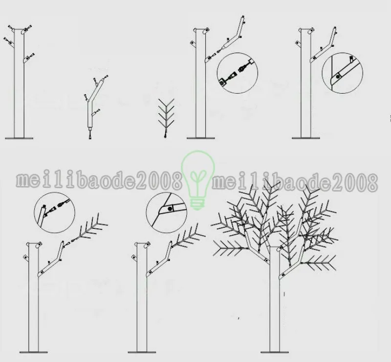 2017 LED 벚꽃 나무 빛 LED 전구 1.5m 높이 110 / 220VAC 옵션 방수 야외 사용량 드롭 운송 MYY 7 색상