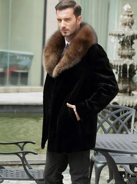 Mens Black Faux Fur Jacket, Mens Faux Fur Coat, Black Faux Fur Coat