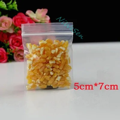 Frete Grátis 500 PCS 5x7cm Saco de etileno poli pequeno, veda auto espessa translucência Ziplock sacos de plástico / aperto de aperto aromático bead bolsa