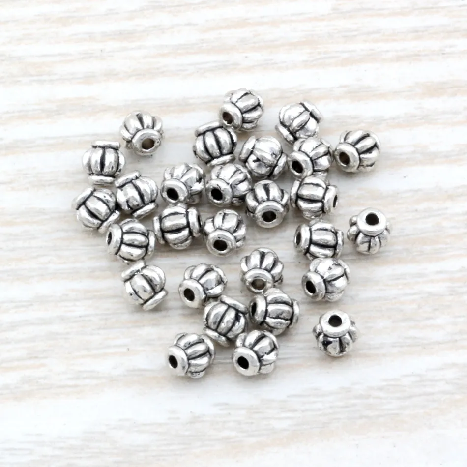 500 Pz / lotto Argento antico in lega di zinco lanterna distanziatore perlina 4mm creazione di gioielli collana braccialetto accessori fai da te D22467426