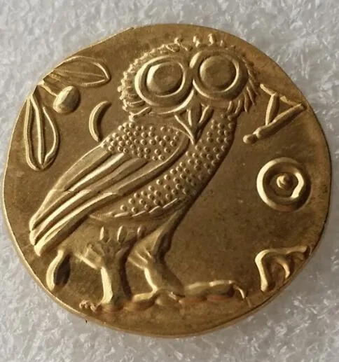 G (04) Ancient Athens Grekiska guld Drachm - Atena Grekland Kopiera mynt