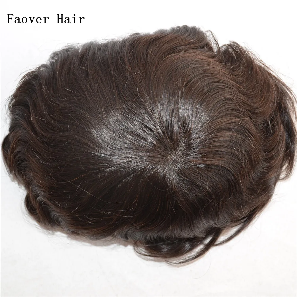 Indian virgin hair pieces 1bmen039s toupee 120 density 6quot 10x8 size swiss lace at front with clear PU at 4775528