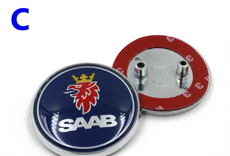 68mm para SAAB 93 93 95 insignia de maletero trasero emblema de maletero adornos para capó de coche para emblema saab 2 pins5762934