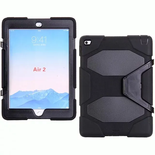 For iPad Air2 6 9.7inch Tablet PC Case Military Extreme Heavy Duty Shockproof Protective Shell With Screen Protector Kickstand Stand Cover