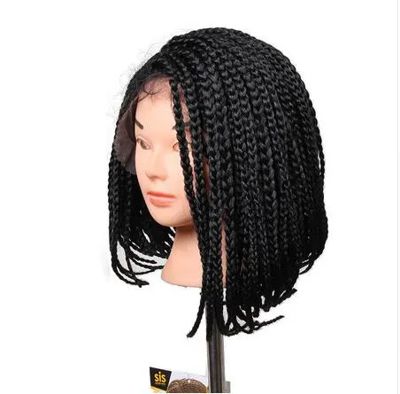 14 Polegada caixa trança peruca de crochê peruca dianteira do laço sintético bob penteado trançado perucas do laço com cabelo bady para mulher usa3522894